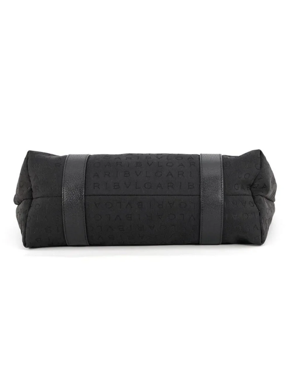 Bvlgari Tote Logo Mania Canvas Leather Black